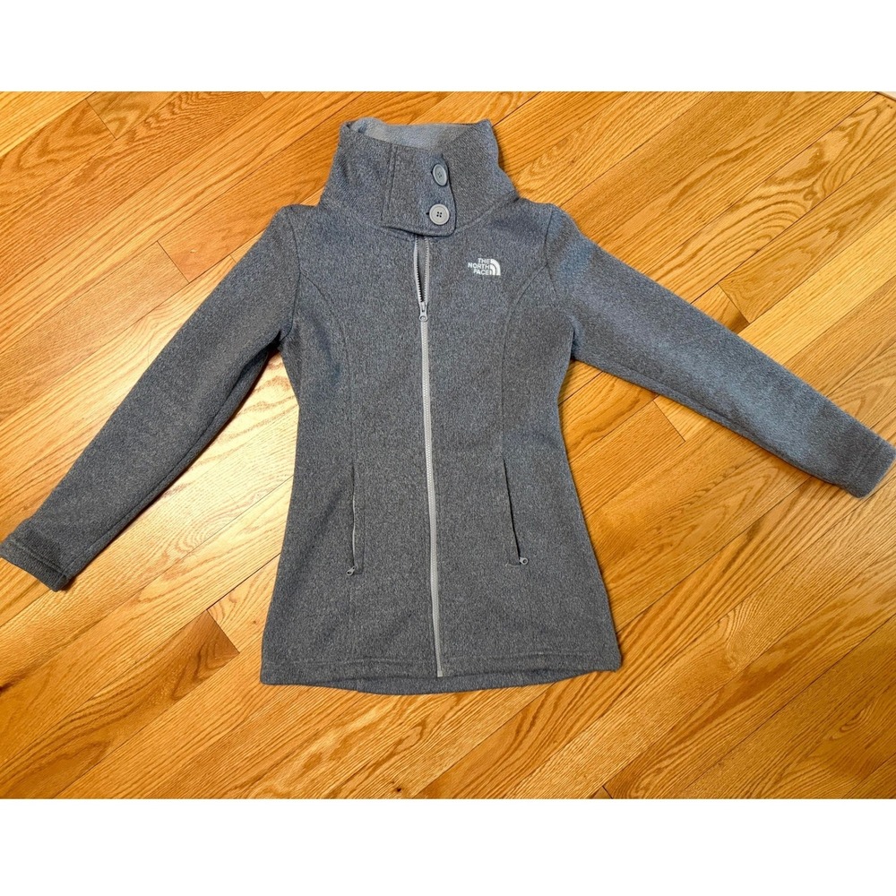 The North Face Womens Grey Crescent Full Zip Fleece Funnel Neck Small